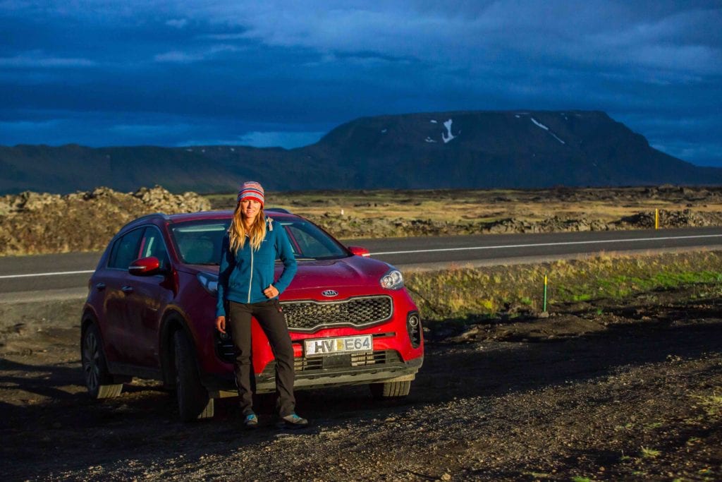 Michela with Kia Sportage Traveling the ring road in Iceland