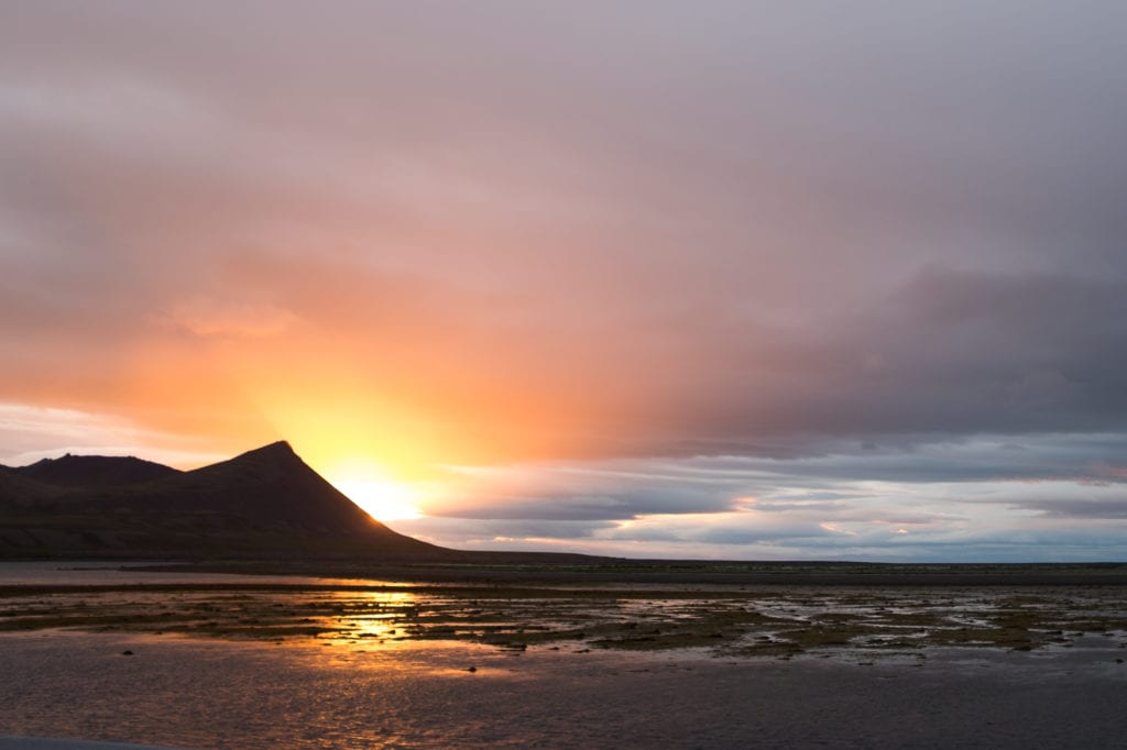 Sunset in adventure activities in Iceland