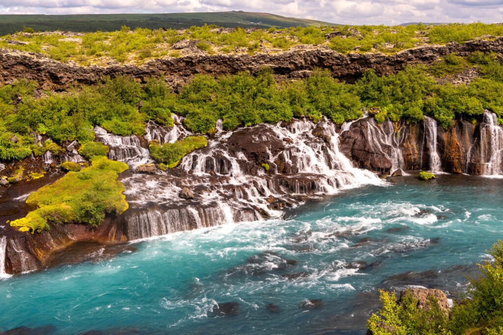 Hraunfossar Waterfalls in West Iceland.